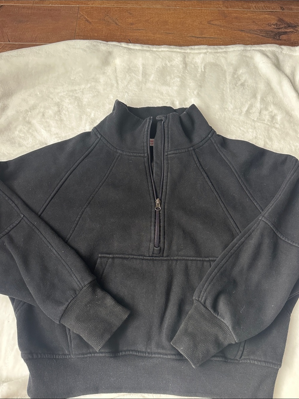 Women's Black Half-Zip Pullover Sweatshirt